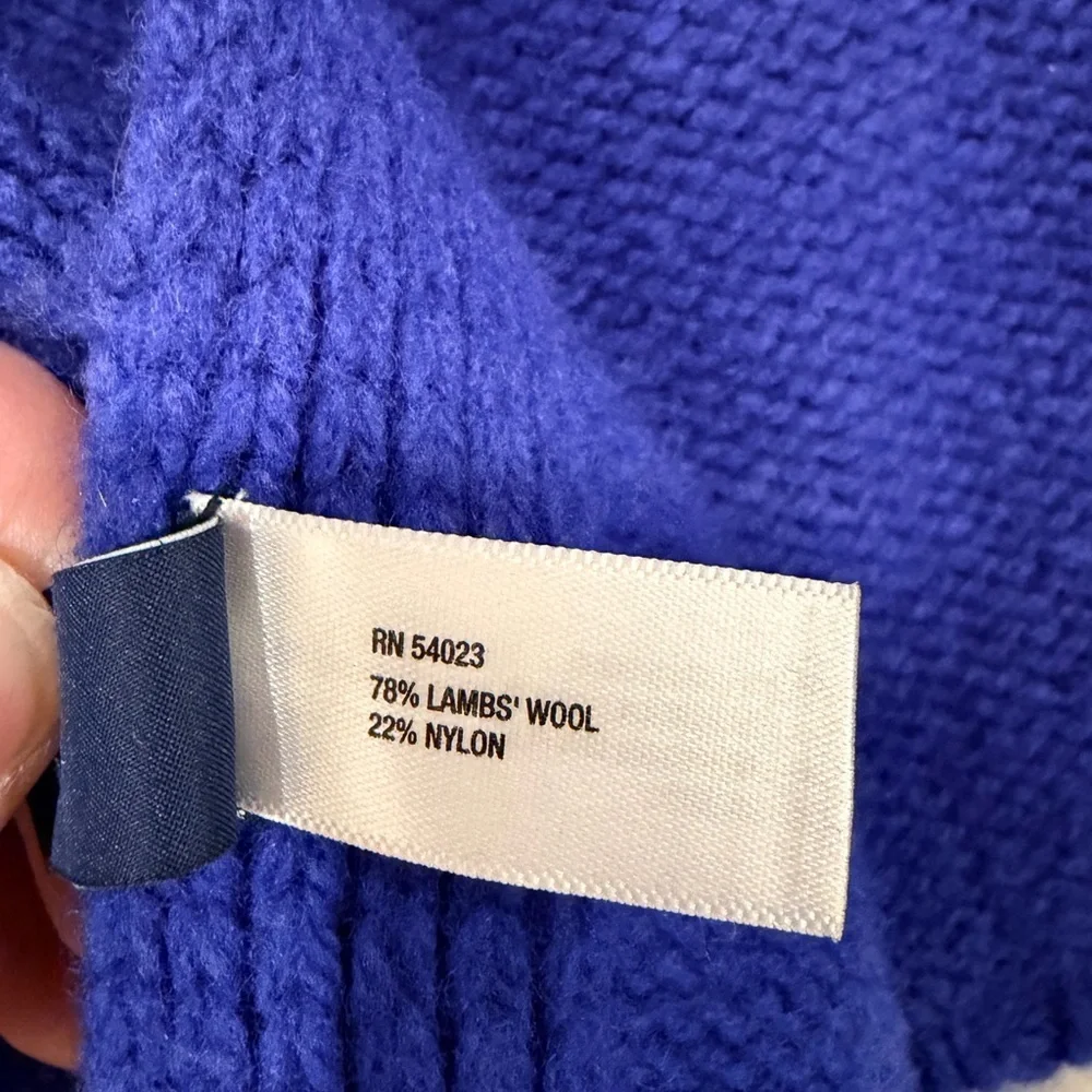 Gap Blue Black Striped Lambswool Knit Scarf